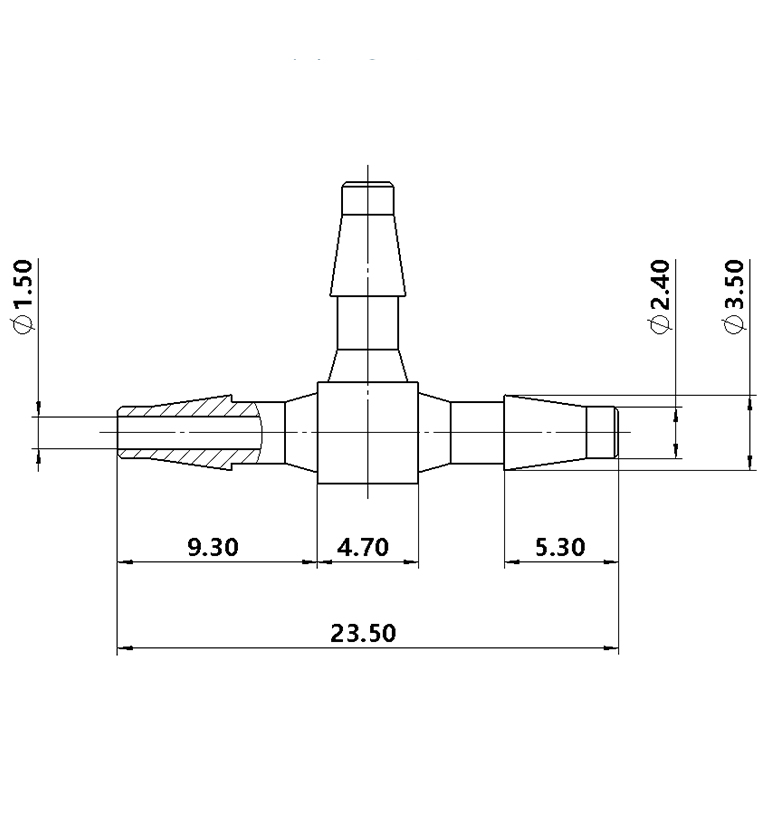 2.4mm（3/32）T型塑料三通