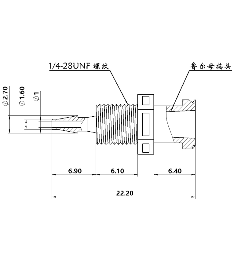 1.6mm（1/16）穿板魯爾母接頭